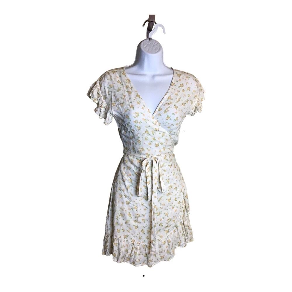 Billabong Women floral Wrap Dress NWT Mini Floral Yellow Dress Boho Cowgirlcore
